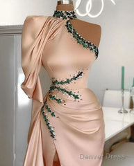 Asymmetrical High Neck Sexy Slit Prom Dress