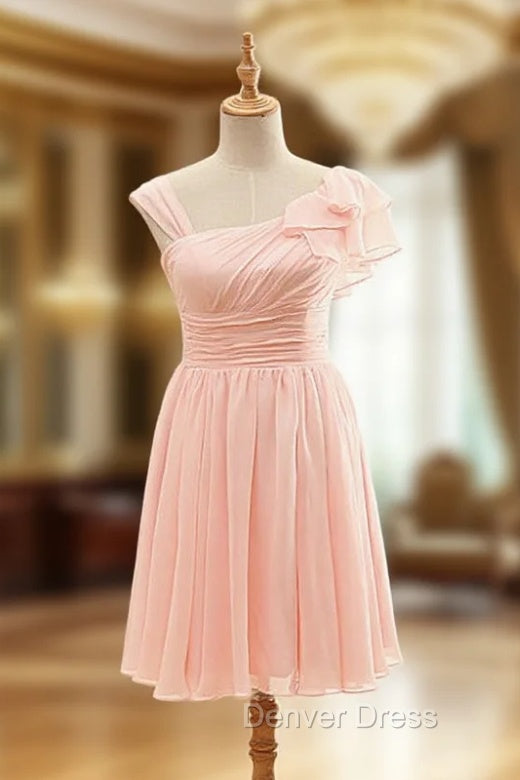 Asymmetrical Straps Pearl Pink Bridesmaid Dress Pearl Pink Prom Dresses