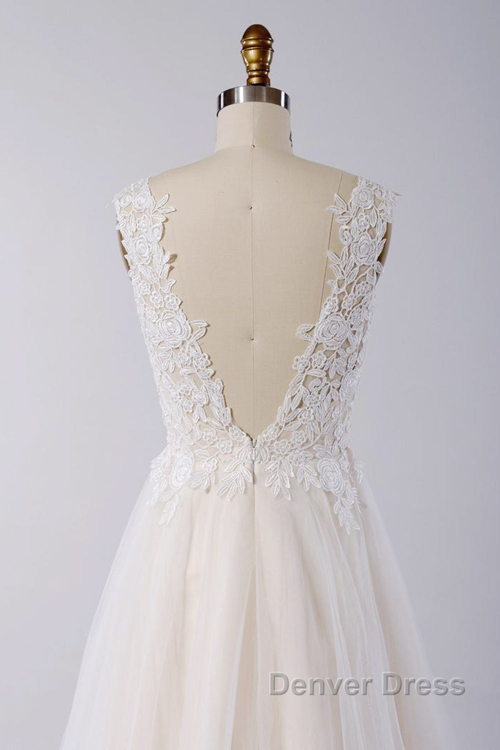 Awesome Long A Line Appliques Lace Tulle Open Back Wedding Dresses