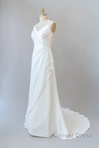 Awesome Long Sheath Lace Chiffon Backless Wedding Dresses