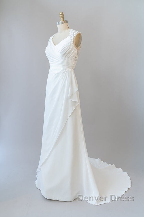 Awesome Long Sheath Lace Chiffon Backless Wedding Dresses