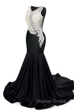 Portrait Trumpet Sweep Train Sleeveless Beading Prom Dresses