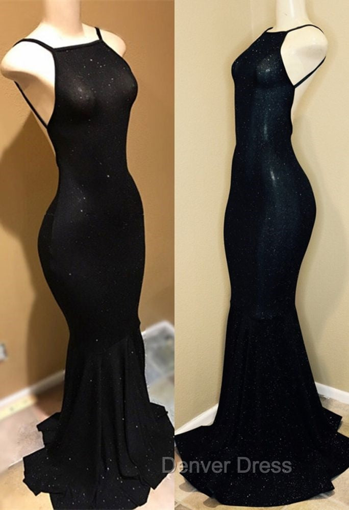 Backless black prom dress, sequins evening gowns – Denver Dress