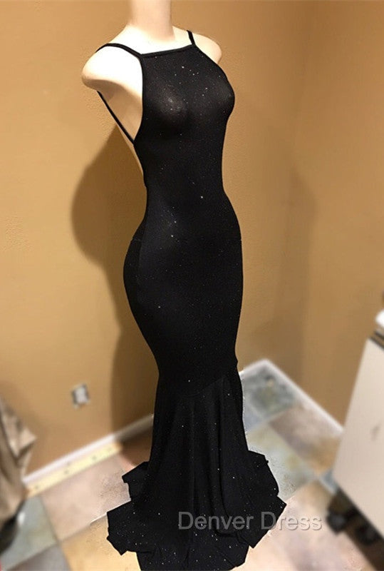 Backless black prom dress, sequins evening gowns – Denver Dress