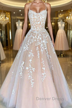 Backless Champagne Lace Prom Dress, Open Back Champagne Lace Prom Dresses