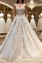 Backless Champagne Lace Wedding Dresses, Backless Champagne Lace Formal Prom Evening Dresses