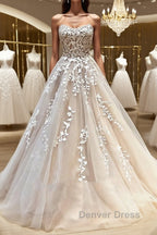 Backless Champagne Lace Wedding Dress, Backless Champagne Lace Prom Dresses
