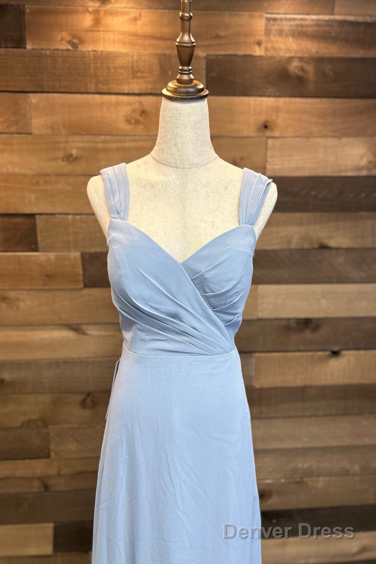 Backless Light Blue Chiffon Long Bridesmaid Dresses Secondary image