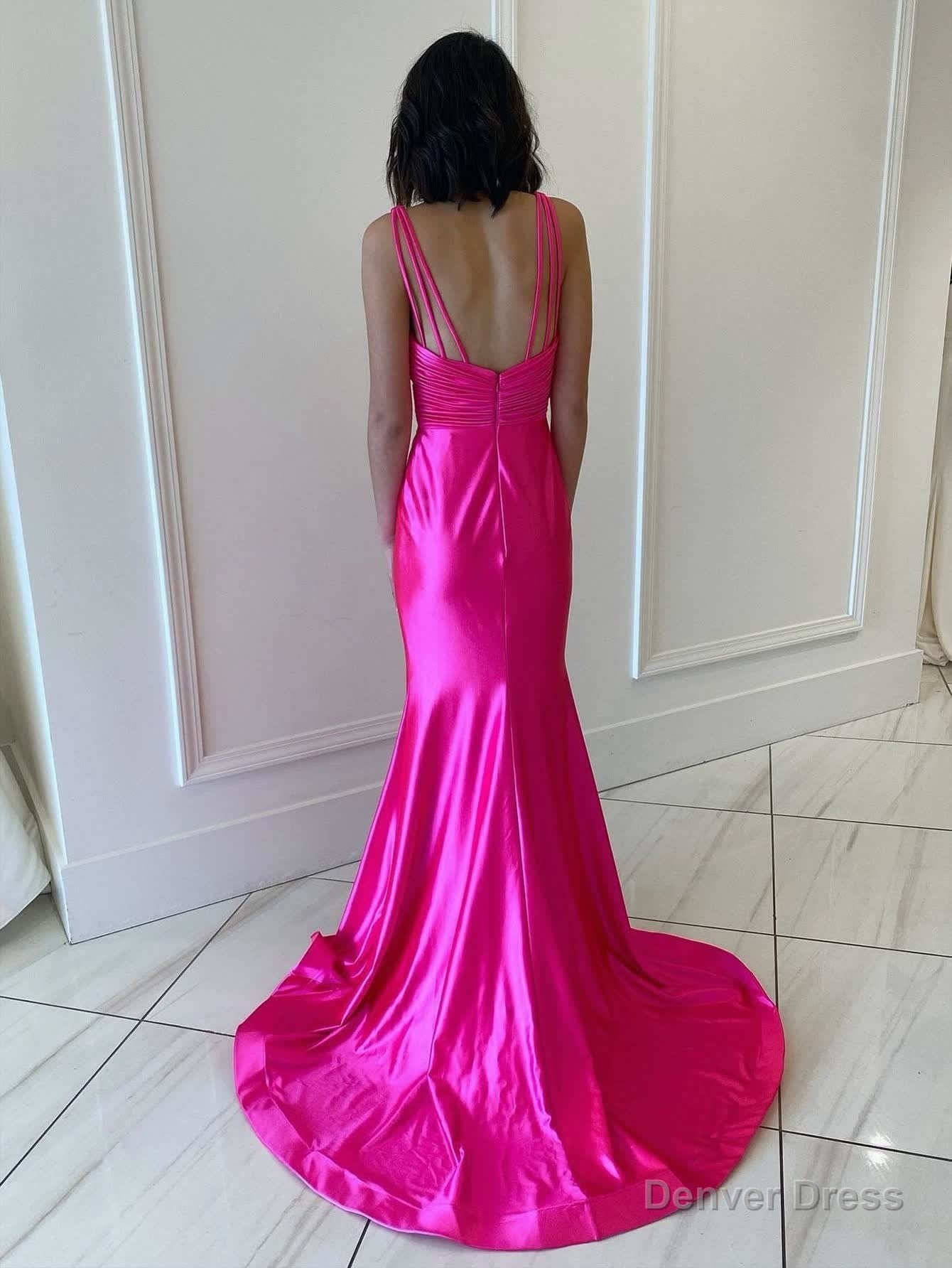 Backless Pink V Neck Long Prom Dress