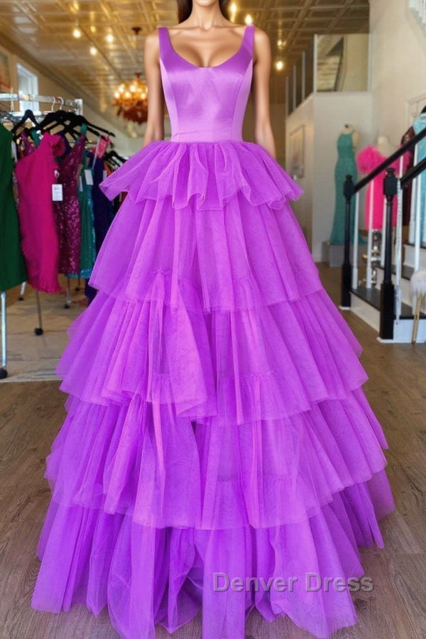 Backless Purple High Low Prom Dress, Open Back Purple High Low Prom Dresses