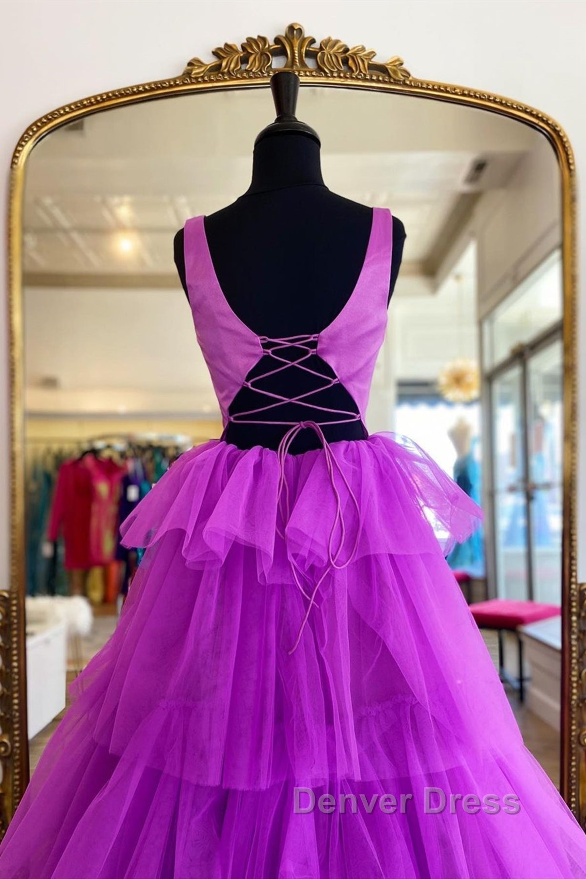 Backless Purple High Low Prom Dress, Open Back Purple High Low Prom Dresses Secondary image