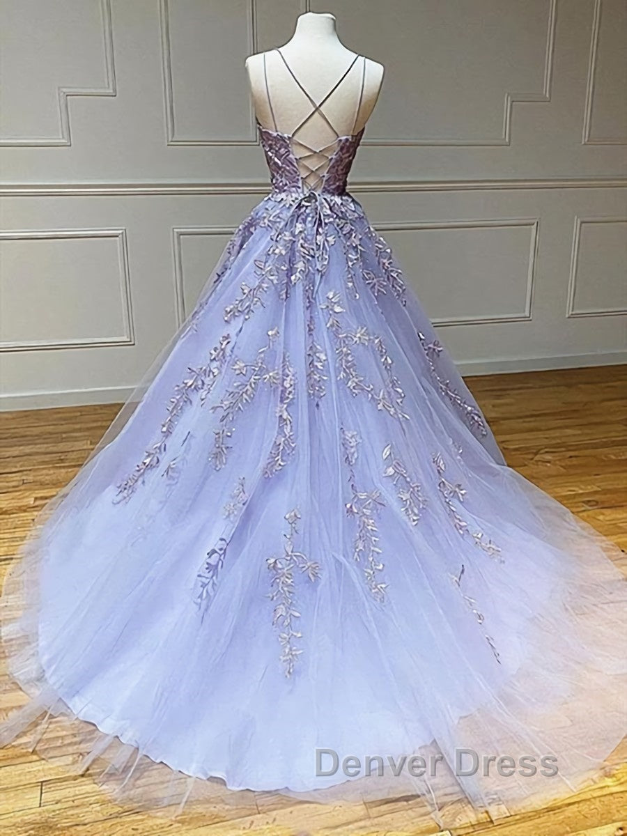 Backless Purple Lace Prom Dress, Open Back Purple Lace Prom Dresses –  Denver Dress