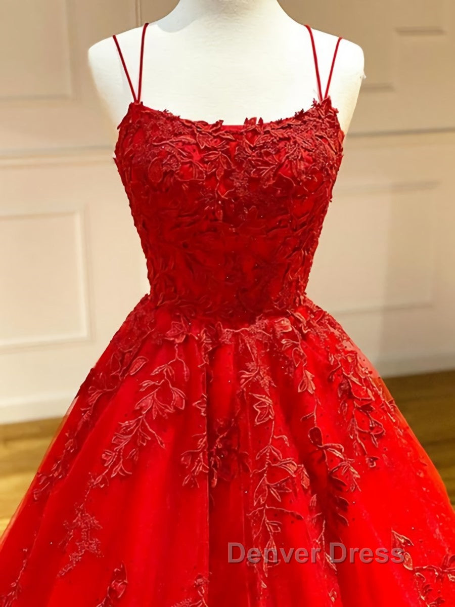 Backless Red Lace Prom Dress, Red Backless Lace Prom Graduation Dresse