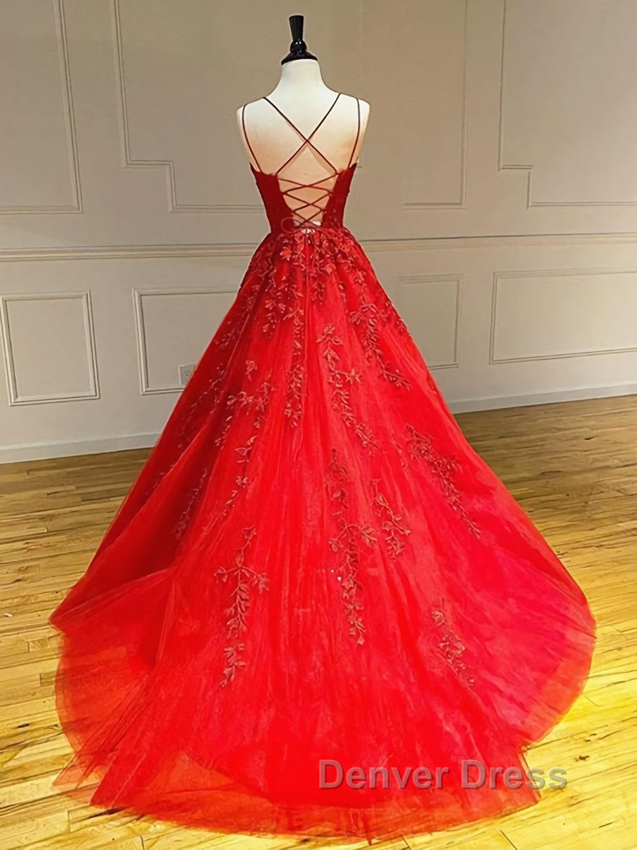 Backless Red Lace Prom Dress, Red Backless Lace Prom Graduation Dresses