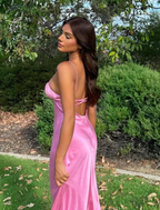 Backless Sapaghetti Straps Long Prom Gowns Prom Dresses