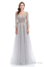 Backless V Neck Sequins Rhinestone Floor Length Prom Dresses