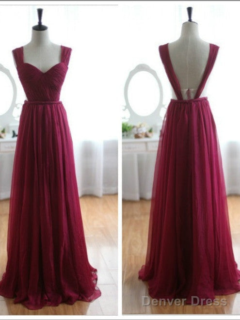 Backless Wine Red/Burgundy Chiffon Prom Dress/Bridesmaid Dresses Main image