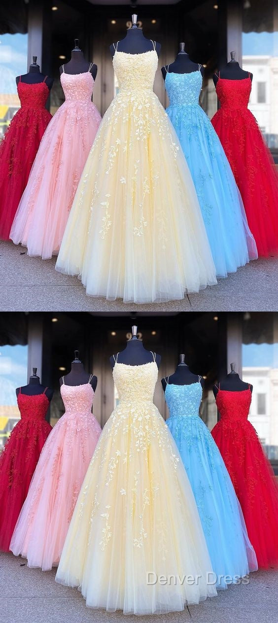 Backless Yellow Pink Blue Red Burgundy Lace Prom Dress, Backless Lace Prom Bridesmaid Dresses