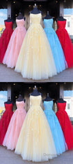 Backless Yellow Pink Blue Red Burgundy Lace Prom Dresses, Backless Lace Formal Evening Bridesmaid Dresses