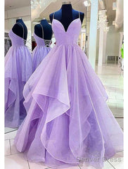 Ball Gown A-Line Prom Dresses Sparkle & Shine Dress Formal Floor Length Sleeveless Sweetheart Tulle Backless With Pleats Ruffles
