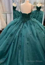 Ball Gown Beaded Green  Quinceanera Dress Spaghetti Straps Graduation Dresses