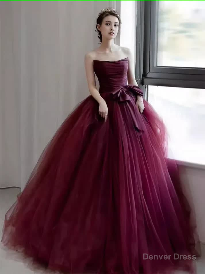 Ball Gowns Burgundy Strapless Prom Dress Secondary image