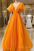 Ball Gown Evening Gown Celebrity Style Dresses Wedding Party Dresses Floor Length Short Sleeve V Neck Fall Wedding Guest Organza With Pleats Ruffles