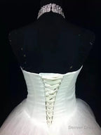 Ball Gowns Halter Beading Floor Length Tulle Wedding Dresses