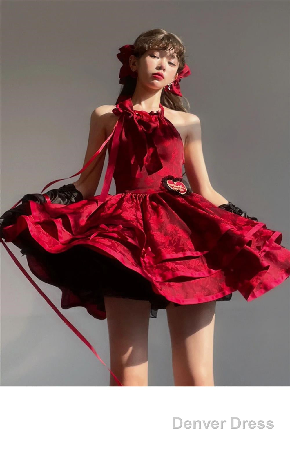 Ball Gowns Halter Dark Red Christmas Dress Birthday Dresses Birthday Outfits