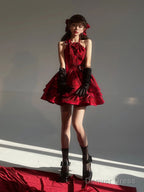 Ball Gowns Halter Dark Red Christmas Dress Birthday Dresses Birthday Outfits