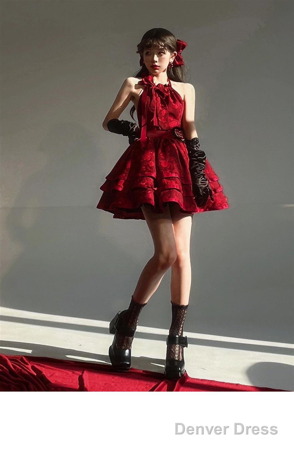 Ball Gowns Halter Dark Red Christmas Dress Birthday Dresses Birthday Outfits