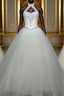 Ball Gown Halter Floor-Length Tulle Wedding Dresses With Beading