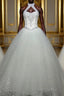 Ball Gowns Halter Floor Length Tulle Wedding Dresses With Beading