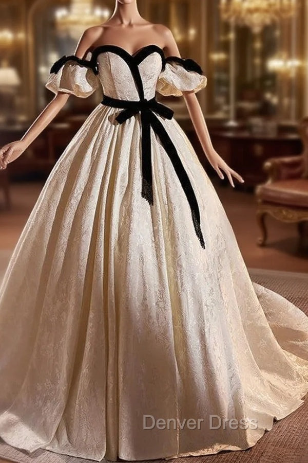Ball Gown Ivory Off the Shoulder Prom Dresses Main image