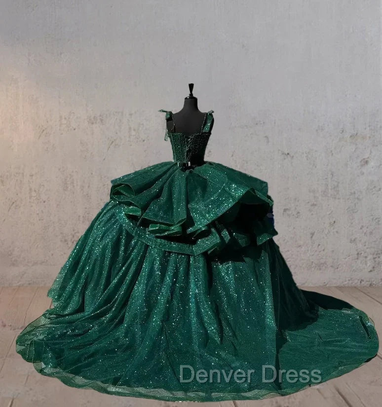 Ball-Gown Lace Emerald Green Glitters Quinceanera Dresses Secondary image