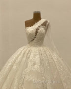 Ball Gowns Lace Wedding Dresses One Shoulder