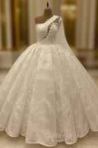 Ball Gowns Lace Wedding Dresses One Shoulder