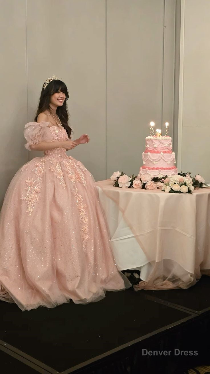 Ball Gowns Long Pink Tulle Prom Dresses Secondary image