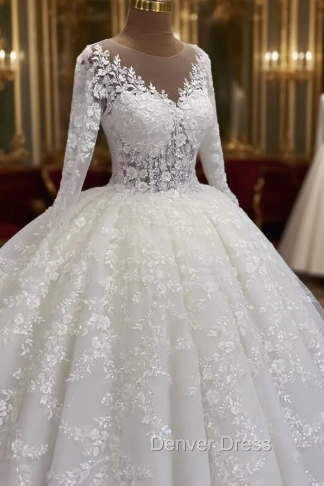 Ball Gowns Long Sleeve Lace Wedding Dresses
