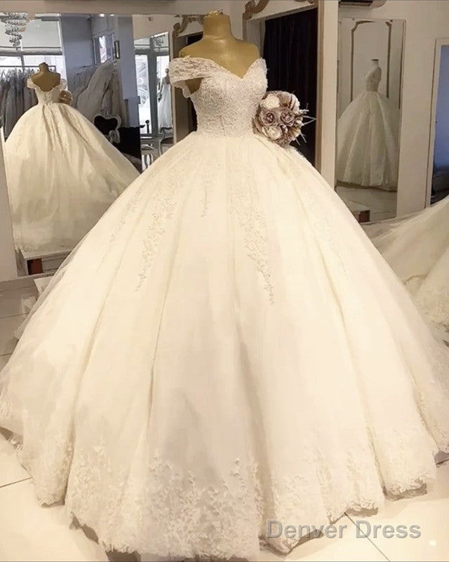 Ball Gown Off Shoulder Wedding Dress Lace Edge