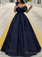Ball Gowns Off The Shoulder Sweep Train Prom Dresses With Ruffles