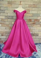Ball Gowns Off The Shoulder Sweep Train Satin Prom Dresses With Waistband