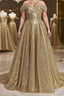 Ball Gowns Off The Shoulder Sweep Train Sequins Prom Dresses With Lace