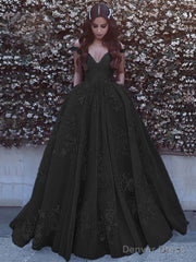 Ball Gown Off-the-Shoulder Sweep Train Tulle Prom Dresses With Pockets