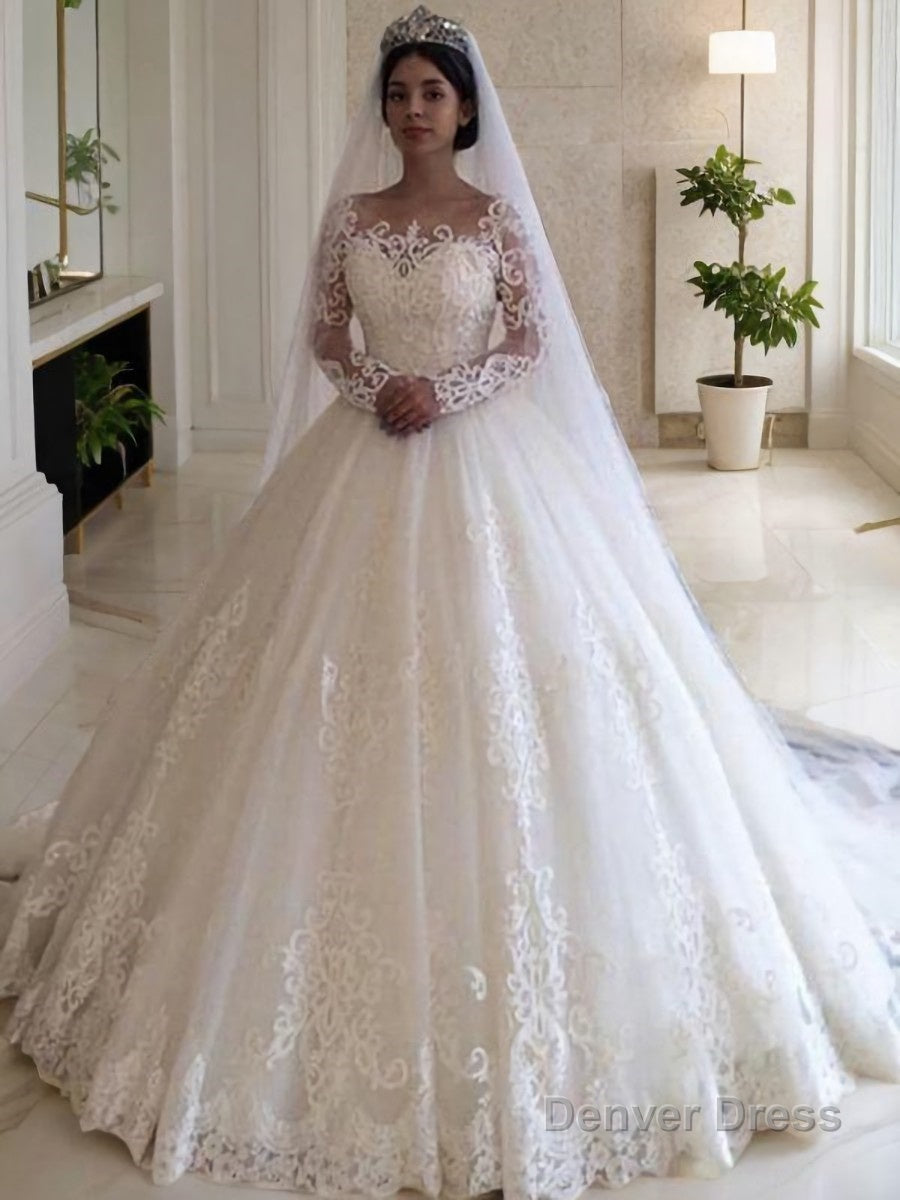 Ball Gowns Off The Shoulder Sweep Train Tulle Wedding Dresses Main image