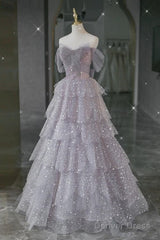Ball Gown Off The Shoulder Tulle Prom Dresses Evening Dress