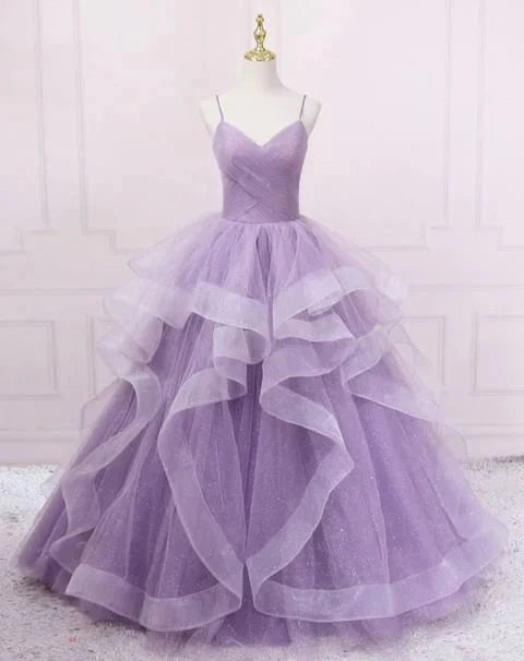Green/Blue Long Shiny Elegant Spaghetti Straps Long Ruffled Organza Ball Gowns Prom Dress Quinceanera Dresses