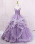 Green/Purple/Blue Fashion Elegant Spaghetti Strap Long Organza Ruffles Ball Gowns Prom Gowns Graduation Gowns Adult Ceremony Gowns