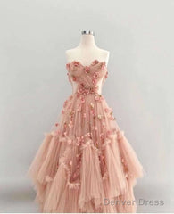Ball Gown Pink Sweetheart Floor Length Sleeveless Lace Prom Dress