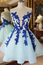 Ball Gowns Princess Illusion Neck Sleeveless Organza Knee Length Homecoming Dresses With Appliqued